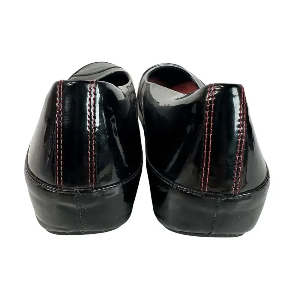 FitFlop Due Patent Ballet Flats Black Leather Platform Comfort Casual Travel 11